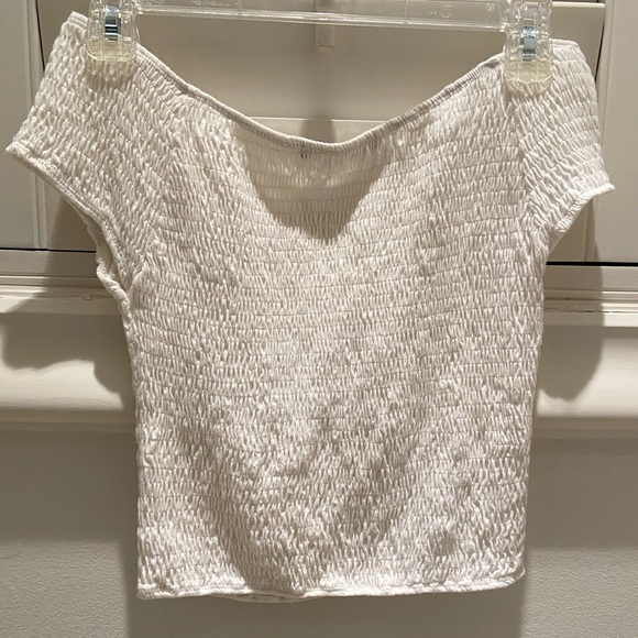 White Strapless Rouched Crop Top - Picture 4 of 6